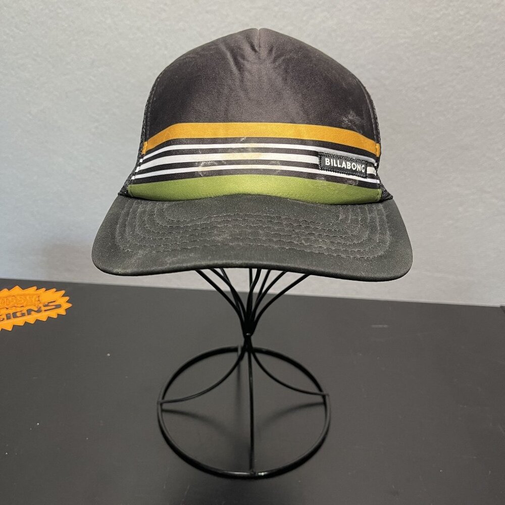 Billabong Mens Mesh-Back Trucker Hat With Striped Design Snapback Black